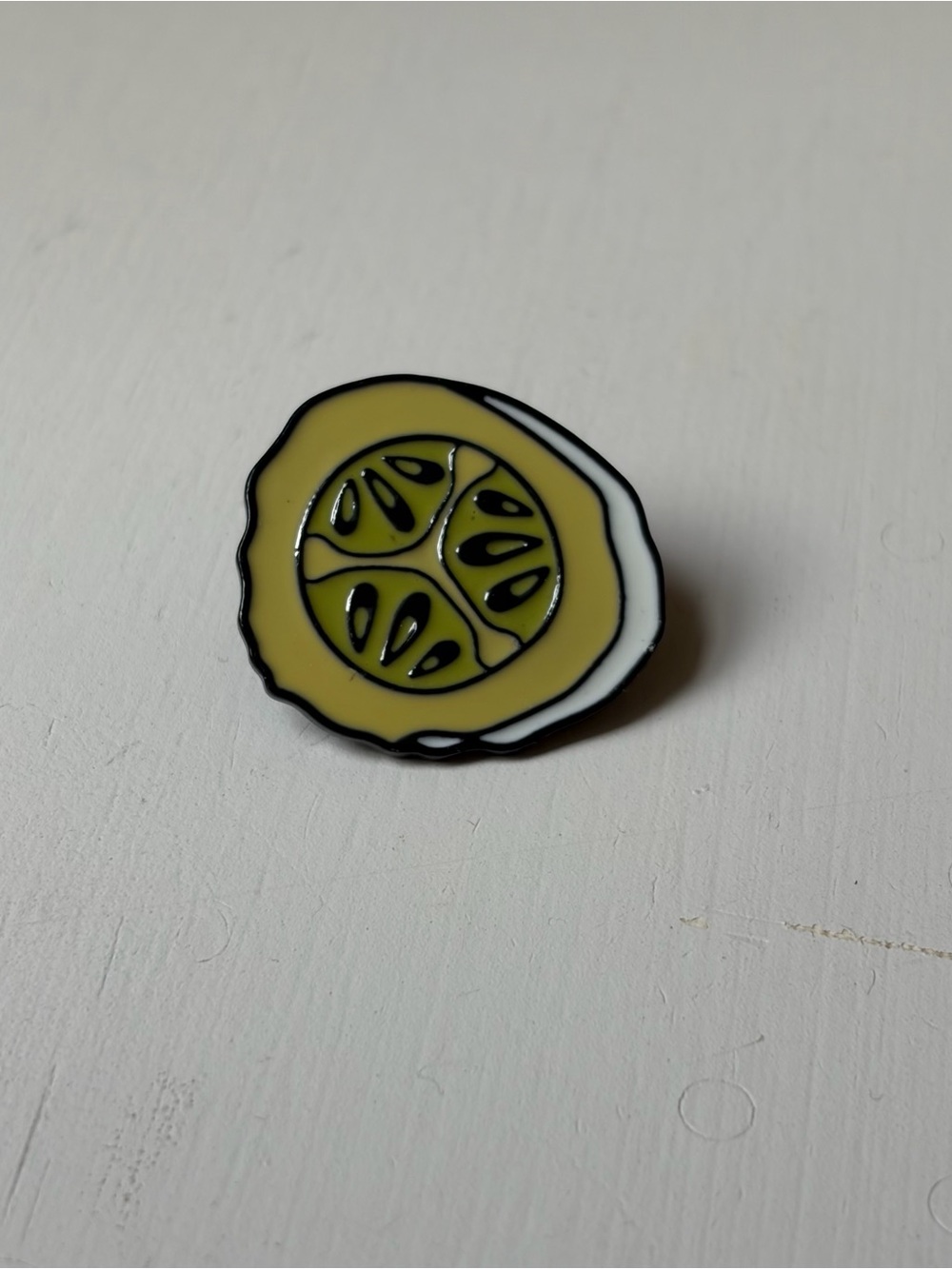Yellow Green Lemon Citrus Kiwi Slice Enamel Food & Drink Lapel Tac Pin Brooch 1”